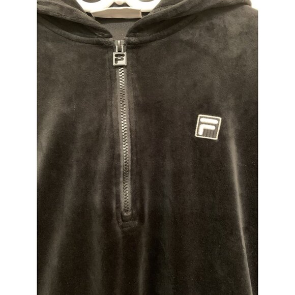 FILA Black Velour Quarter Zip Medium Velvet Hoodie - Picture 3 of 9